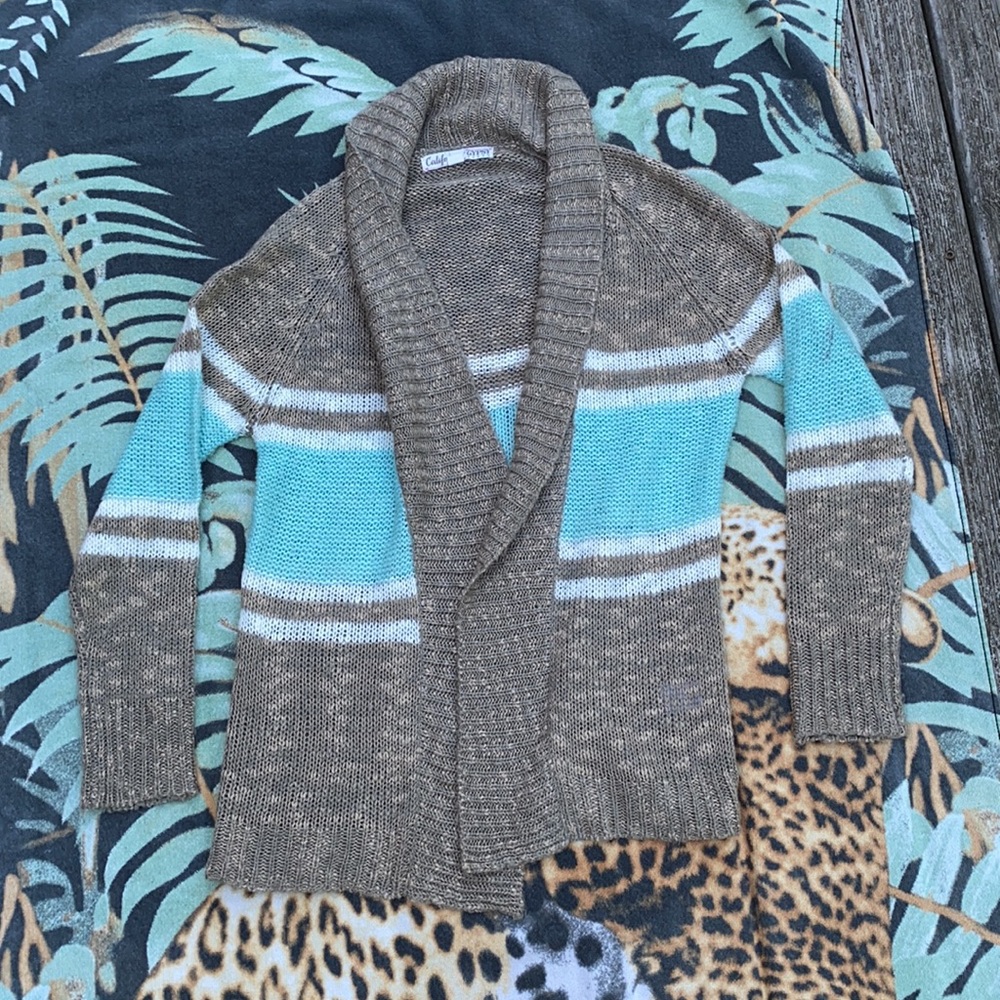 Cowl Neck Striped Cardigan